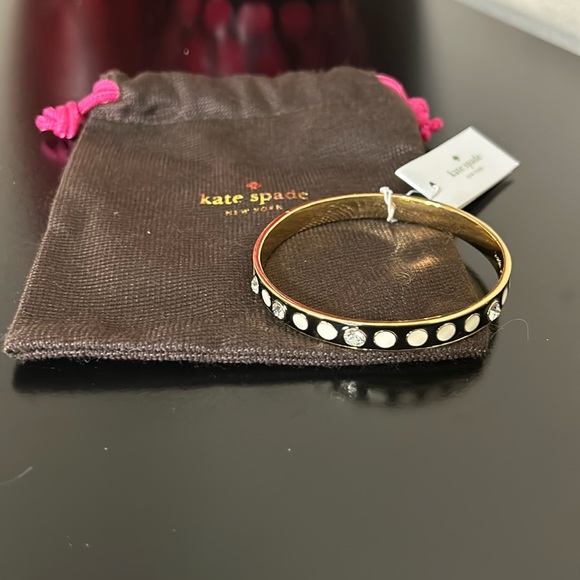 kate spade Jewelry - Kate Spade NWT Black and Gold Crystal Idiom Enamel Bangle Bracelet